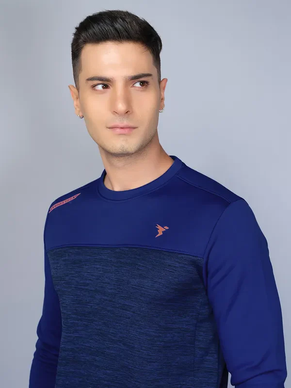 Men Melange Slim Fit Crew Neck Sweatshirt with TECHNO WARM+ - Image 6