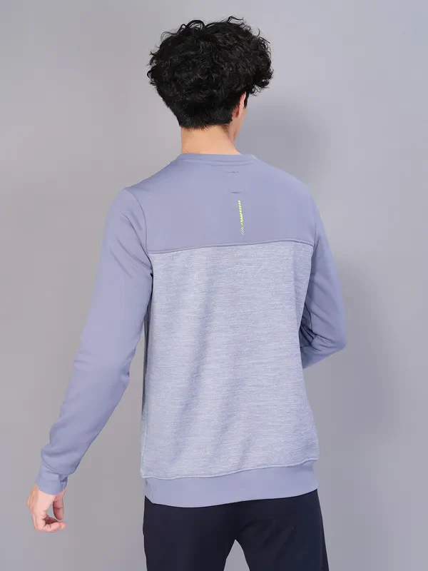 Men Melange Slim Fit Crew Neck Sweatshirt with TECHNO WARM+ - Image 2