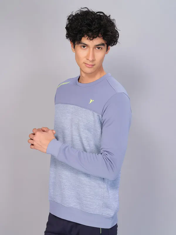Men Melange Slim Fit Crew Neck Sweatshirt with TECHNO WARM+ - Image 3