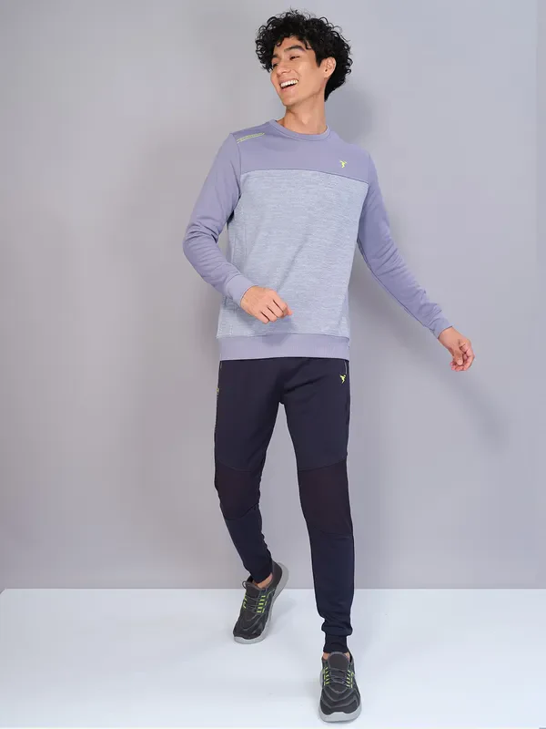 Men Melange Slim Fit Crew Neck Sweatshirt with TECHNO WARM+ - Image 4