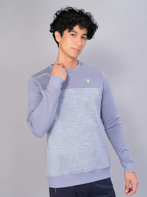 Men Melange Slim Fit Crew Neck Sweatshirt with TECHNO WARM+ - Image 5
