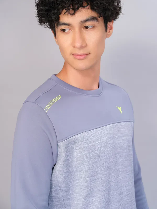 Men Melange Slim Fit Crew Neck Sweatshirt with TECHNO WARM+ - Image 6