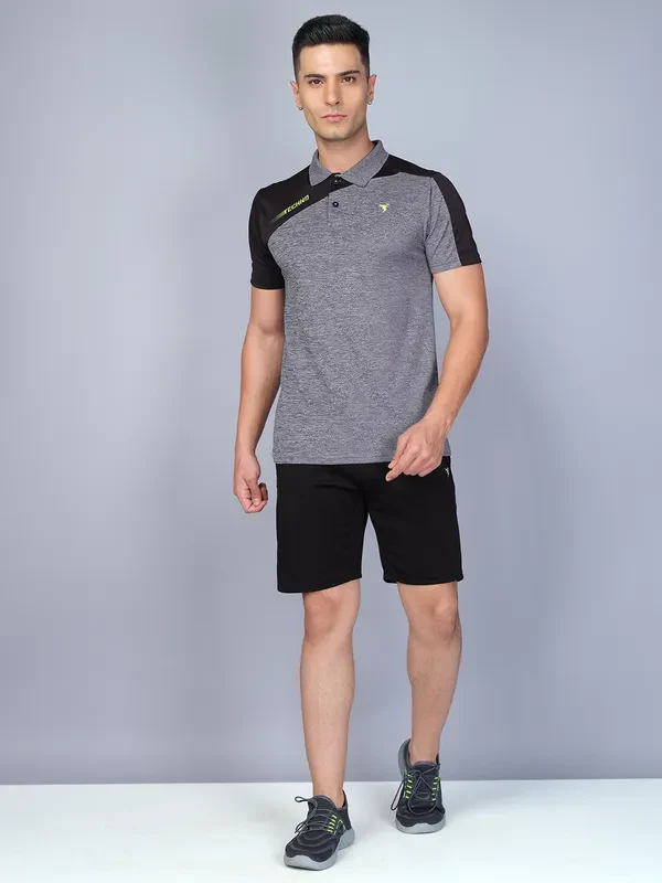 Men Melange Slim Fit Polo T-shirt with DOUBLE COOL - Image 4