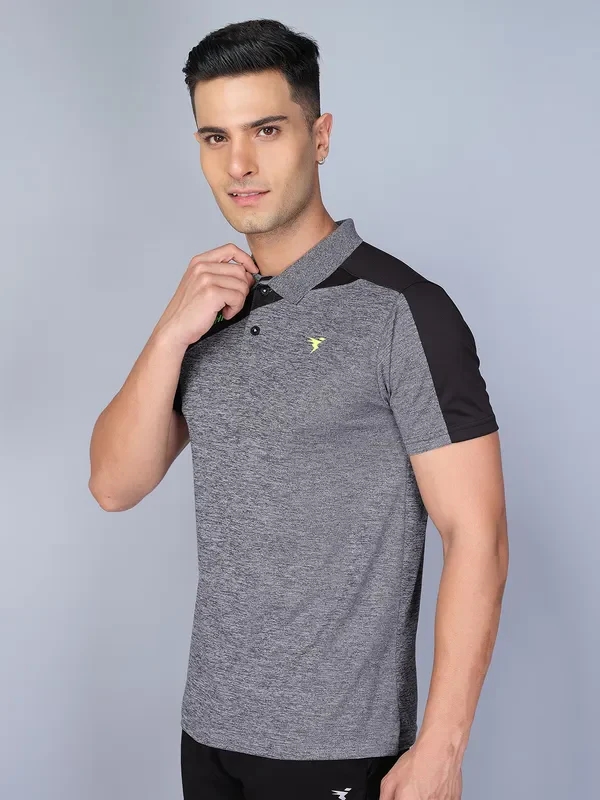 Men Melange Slim Fit Polo T-shirt with DOUBLE COOL - Image 5