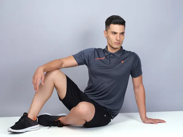 Men Melange Slim Fit Polo T-shirt with DOUBLE COOL - Image 3