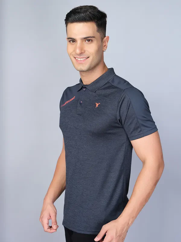 Men Melange Slim Fit Polo T-shirt with DOUBLE COOL - Image 4