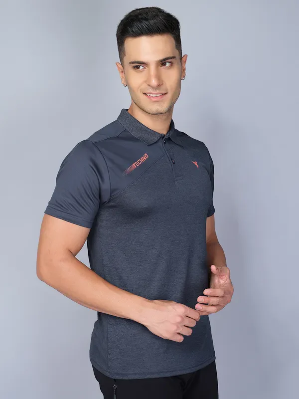 Men Melange Slim Fit Polo T-shirt with DOUBLE COOL - Image 5
