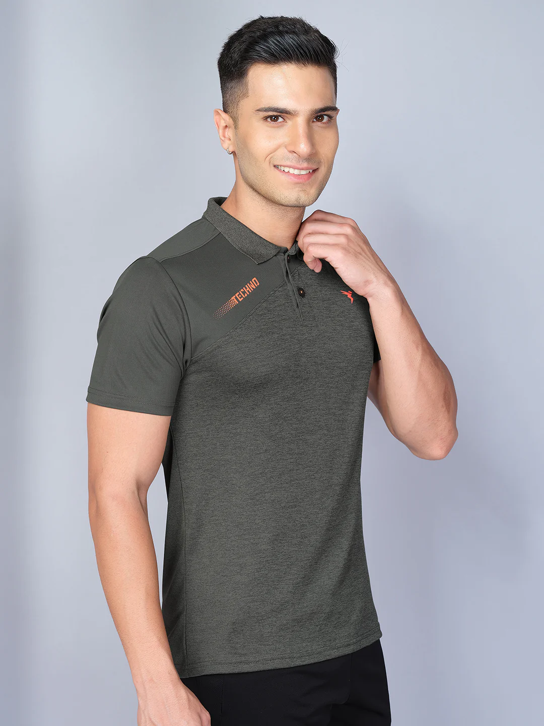 Men Melange Slim Fit Polo T-shirt with DOUBLE COOL - Image 3