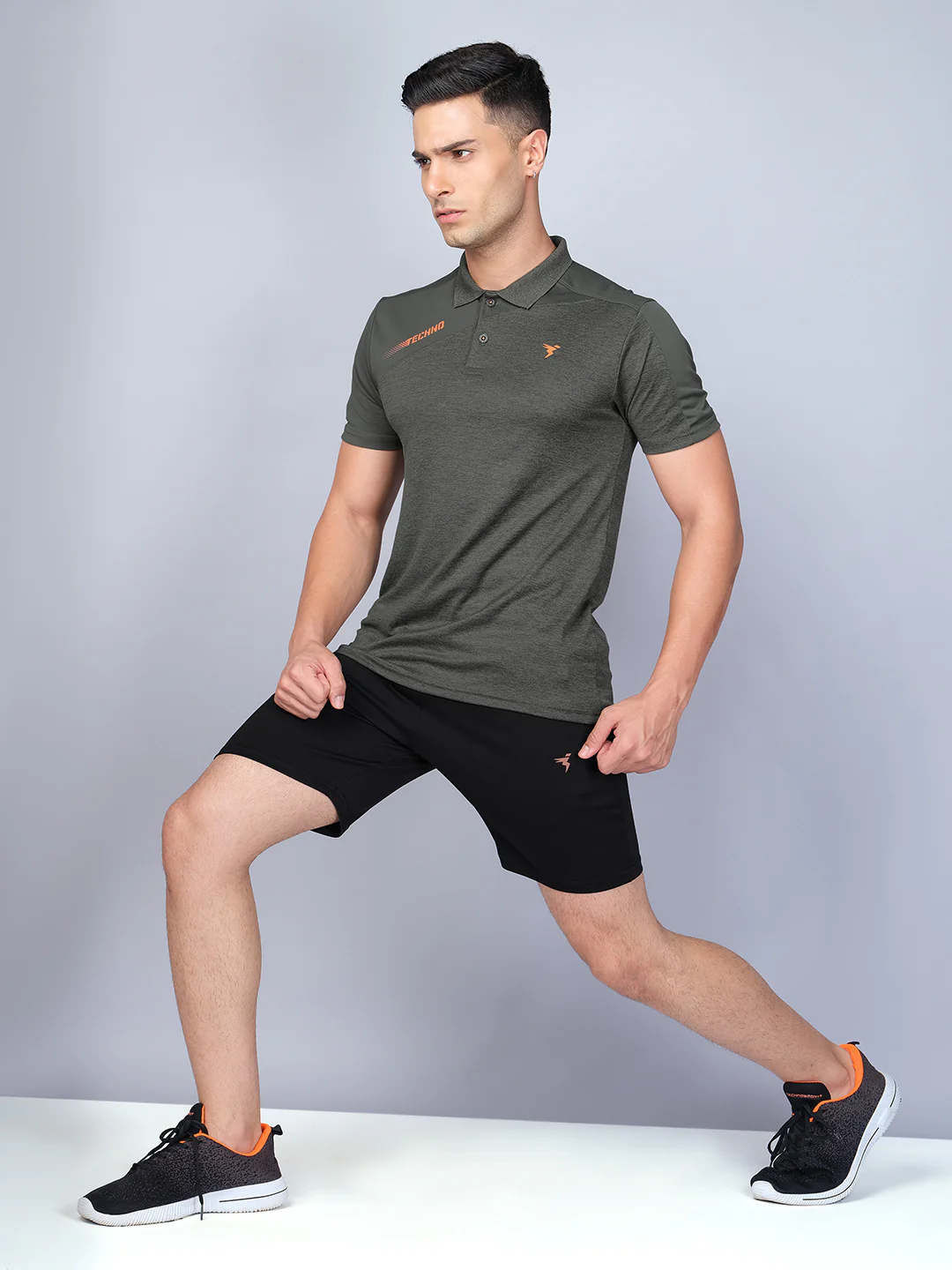 Men Melange Slim Fit Polo T-shirt with DOUBLE COOL - Image 4