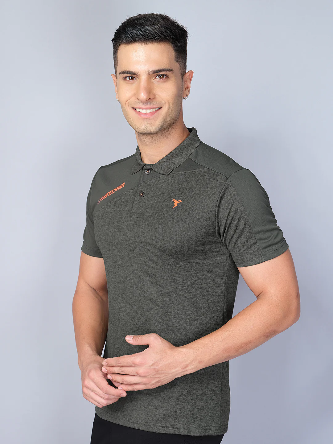 Men Melange Slim Fit Polo T-shirt with DOUBLE COOL - Image 5