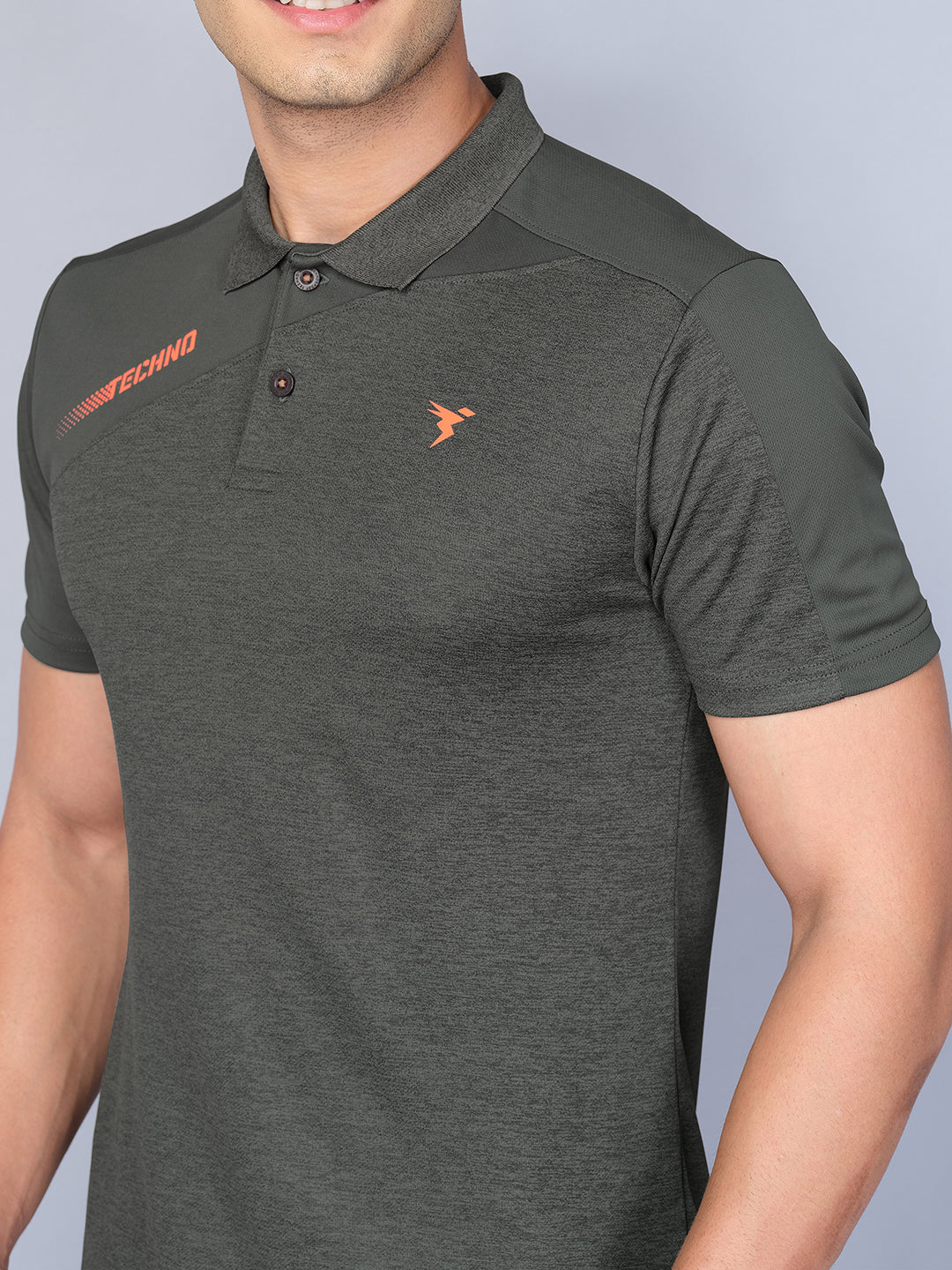 Men Melange Slim Fit Polo T-shirt with DOUBLE COOL - Image 6