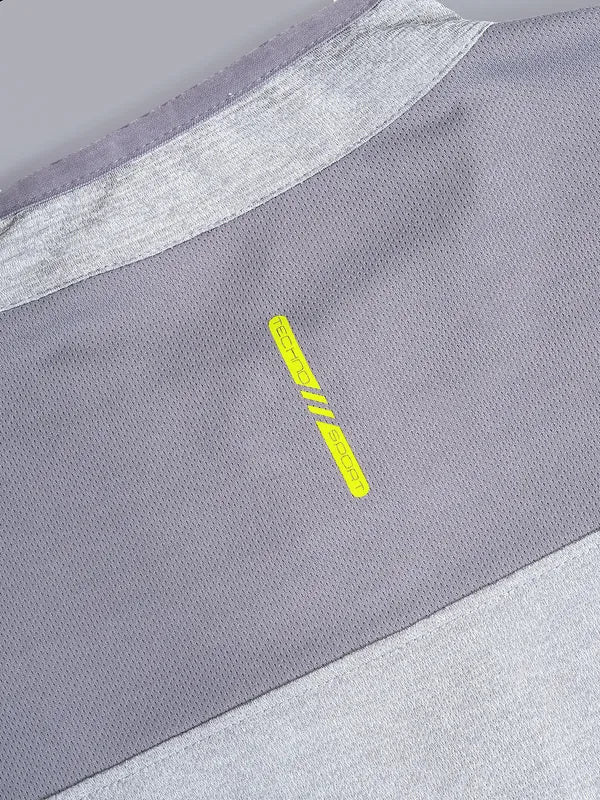 Men Melange Slim Fit Mock Neck T-shirt with DOUBLE COOL - Image 2