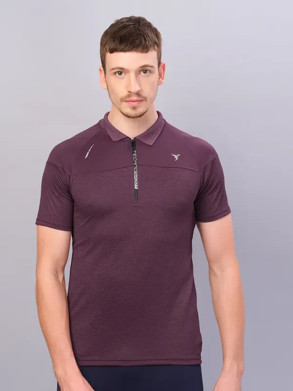 Men Melange Slim Fit Polo T-shirt with DOUBLE COOL