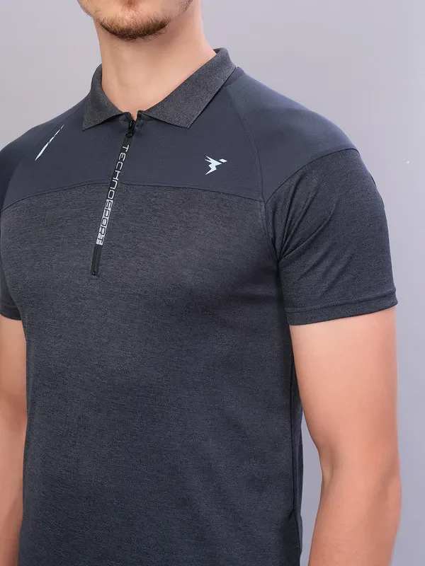 Men Melange Slim Fit Polo T-shirt with DOUBLE COOL - Image 5