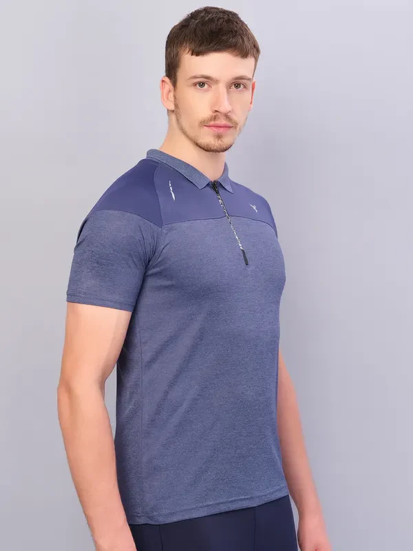 Men Melange Slim Fit Polo T-shirt with DOUBLE COOL - Image 3