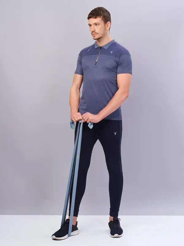 Men Melange Slim Fit Polo T-shirt with DOUBLE COOL - Image 4