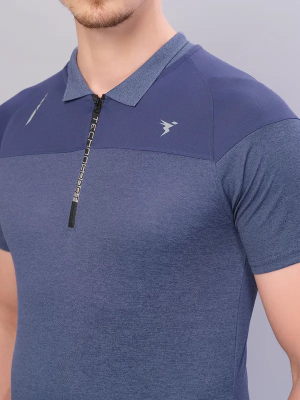 Men Melange Slim Fit Polo T-shirt with DOUBLE COOL - Image 5