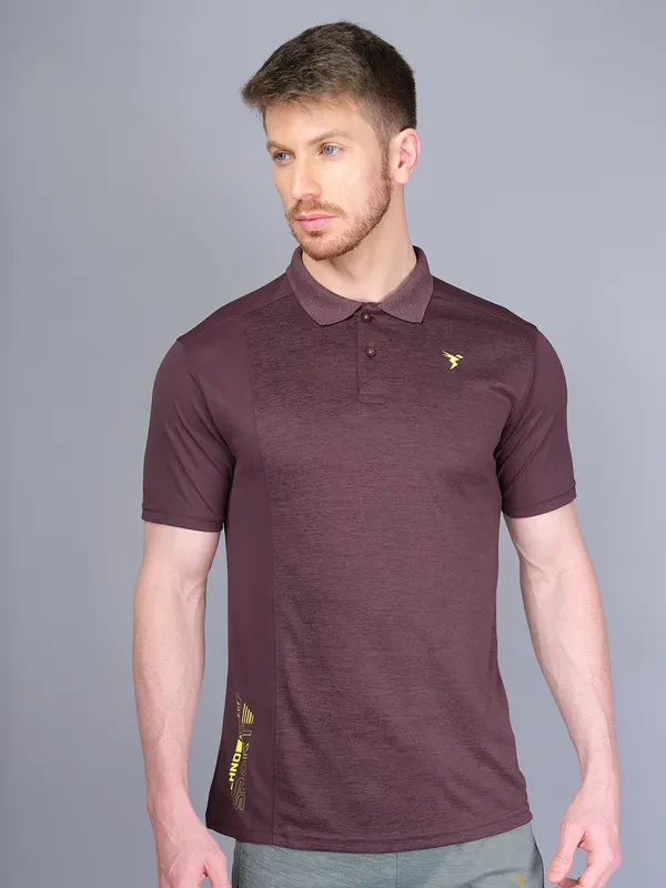 Men Melange Slim Fit Polo T-shirt with DOUBLE COOL