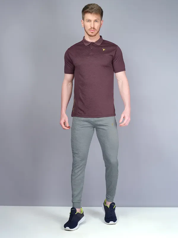Men Melange Slim Fit Polo T-shirt with DOUBLE COOL - Image 2