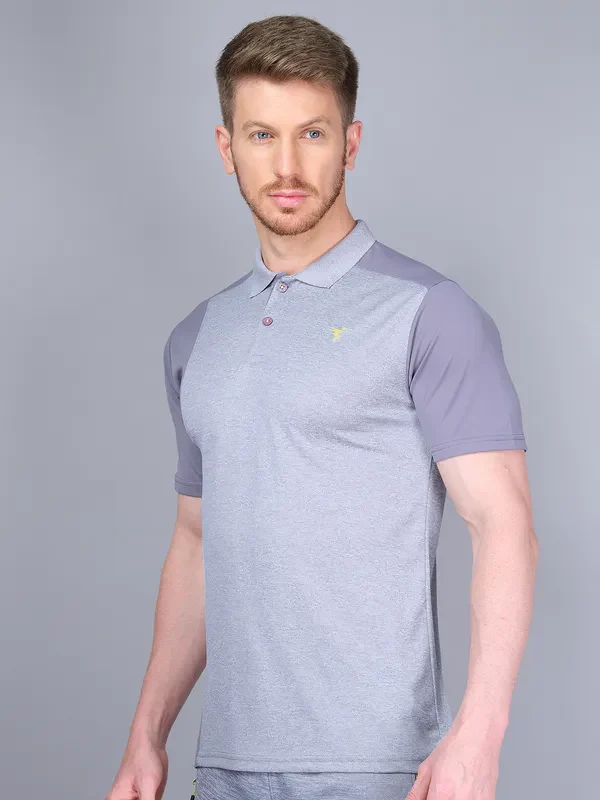 Men Melange Slim Fit Polo T-shirt with DOUBLE COOL - Image 3
