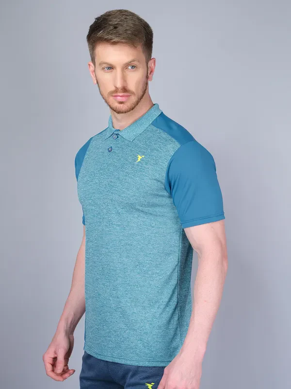Men Melange Slim Fit Polo T-shirt with DOUBLE COOL - Image 3
