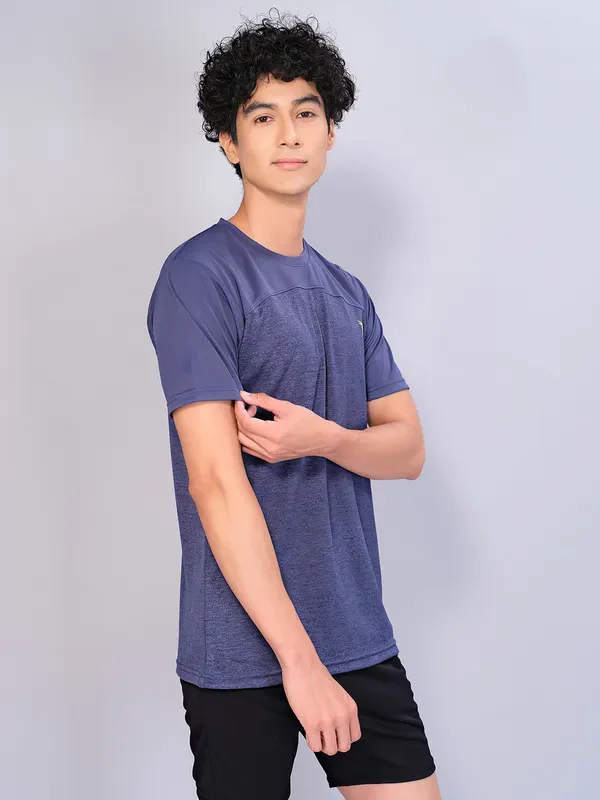 Men Crew Neck Slim Fit Melange T-shirt with DOUBLE COOL - Image 5