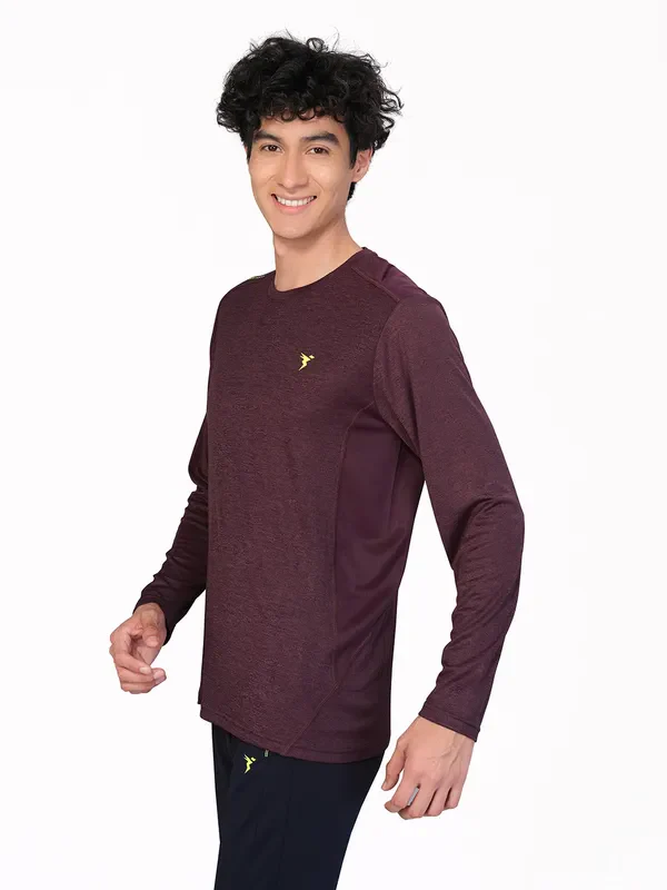 Men Melange Slim Fit Crew Neck T-shirt with DOUBLE COOL - Image 4