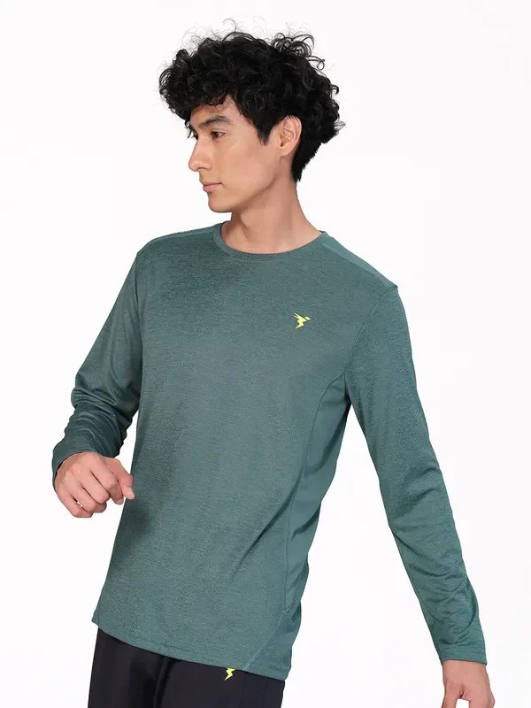 Men Melange Slim Fit Crew Neck T-shirt with DOUBLE COOL - Image 4