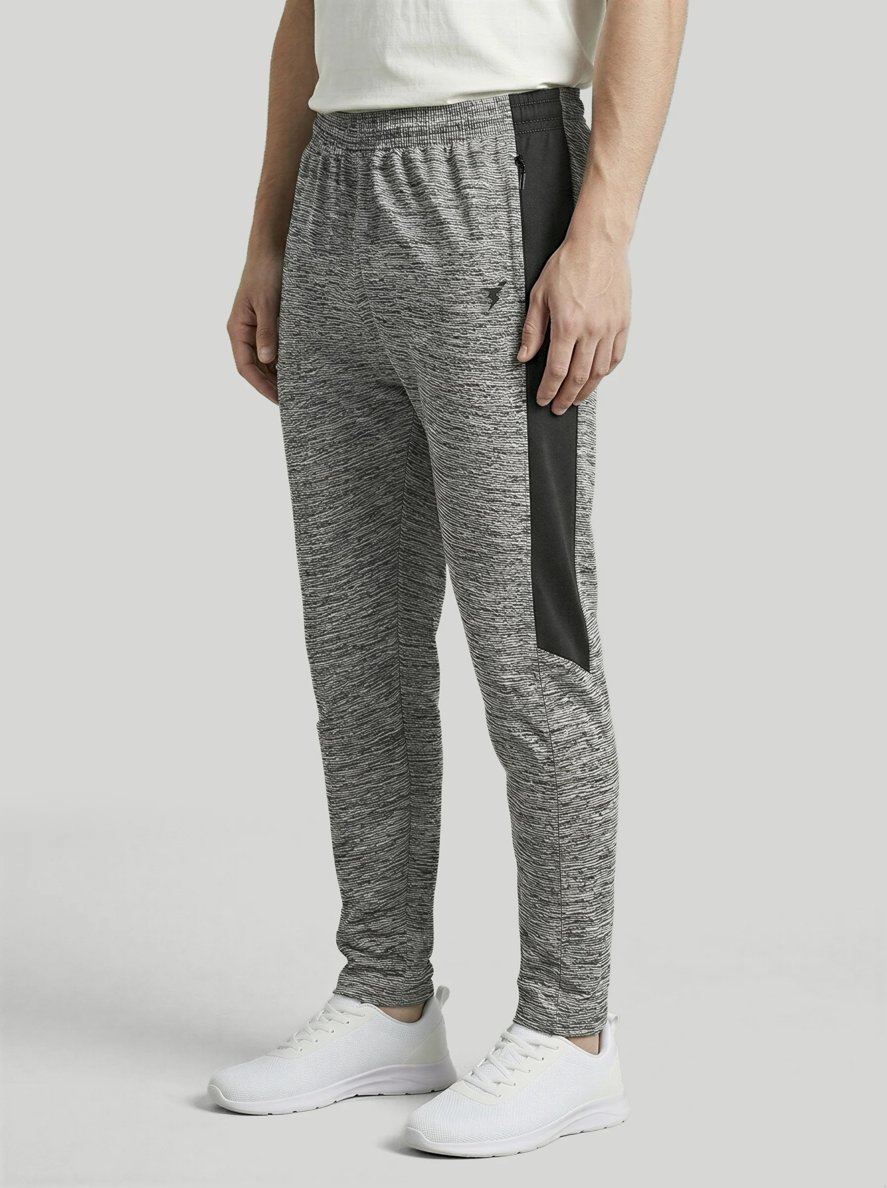 Men Melange Slim Fit Trackpants with TECHNO DRY - Image 3