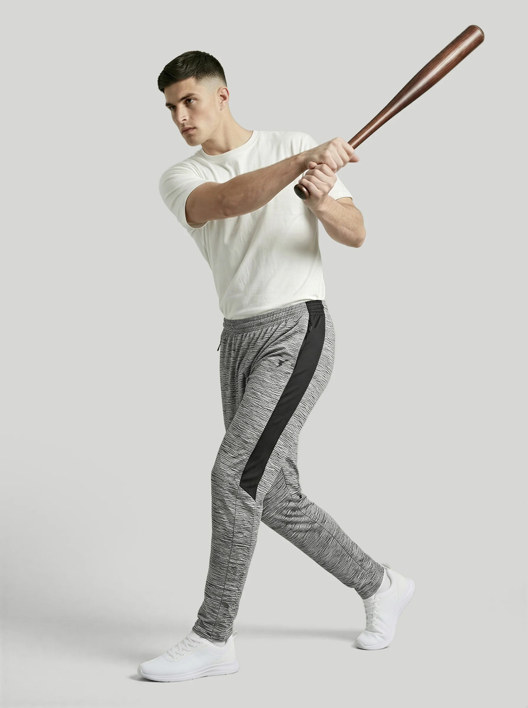 Men Melange Slim Fit Trackpants with TECHNO DRY - Image 4