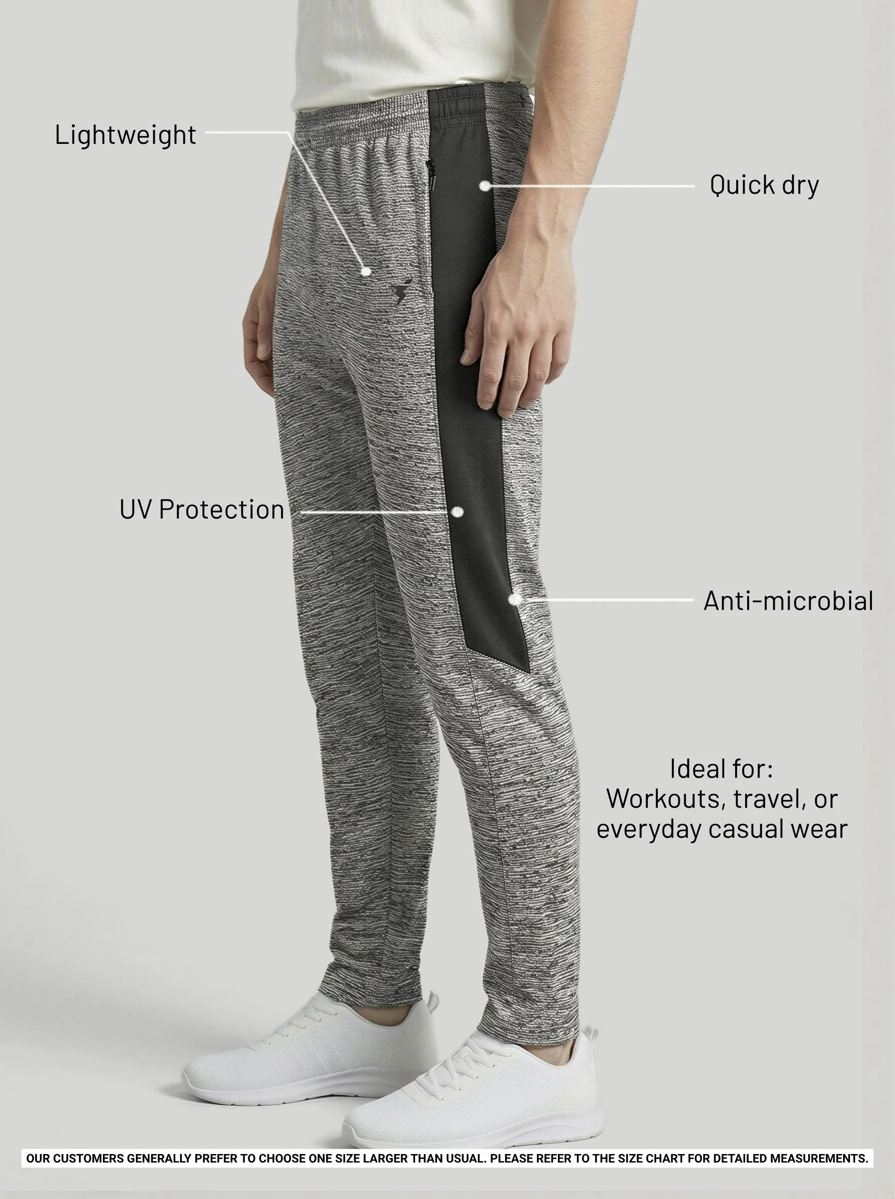 Men Melange Slim Fit Trackpants with TECHNO DRY - Image 5