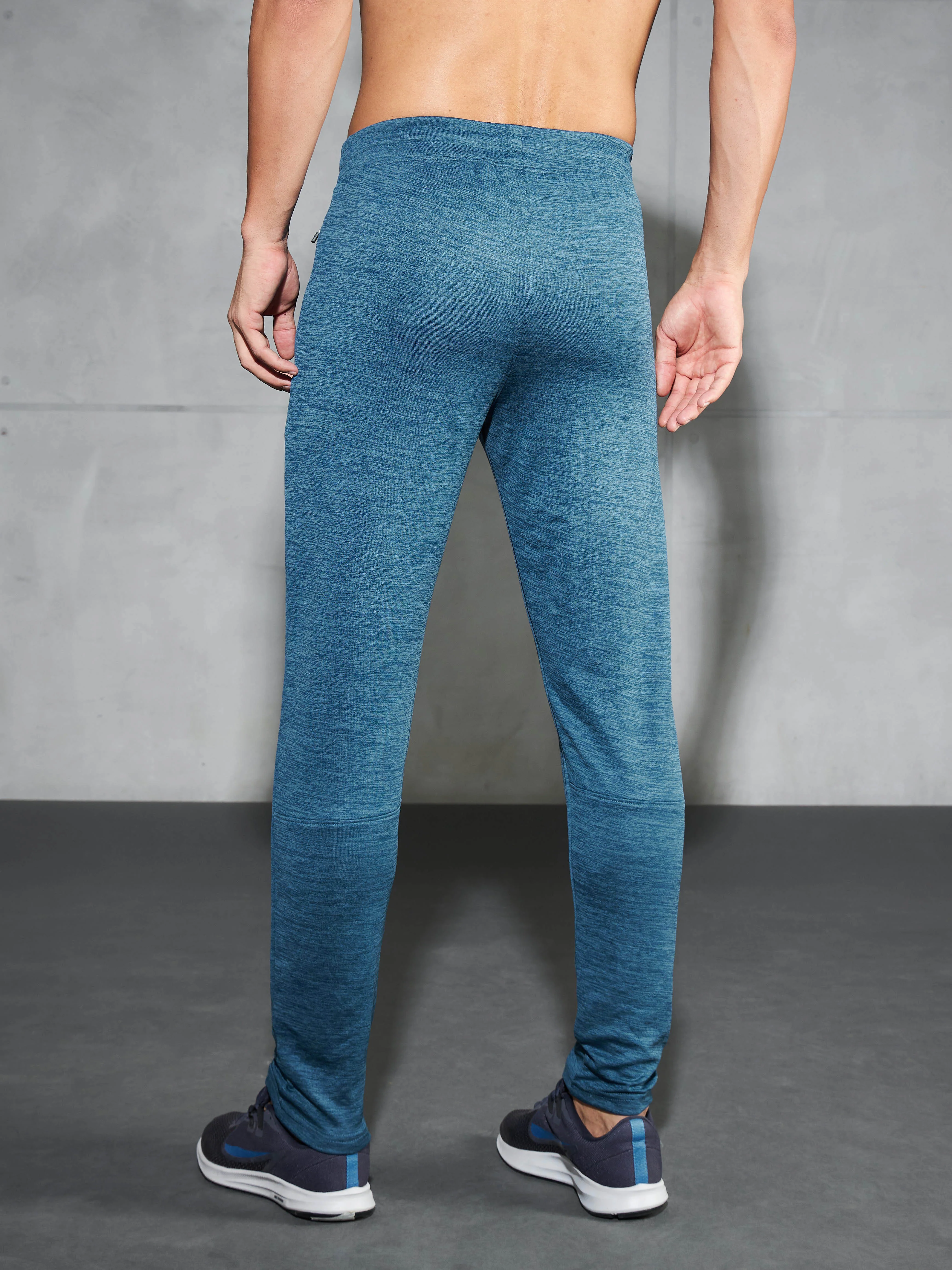 Men Melange Slim Fit Trackpants with TECHNO DRY - Image 2