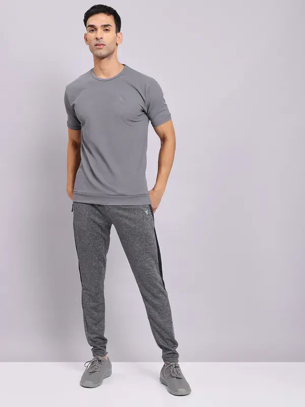 Men Melange Slim Fit Trackpants with TECHNO DRY - Image 4