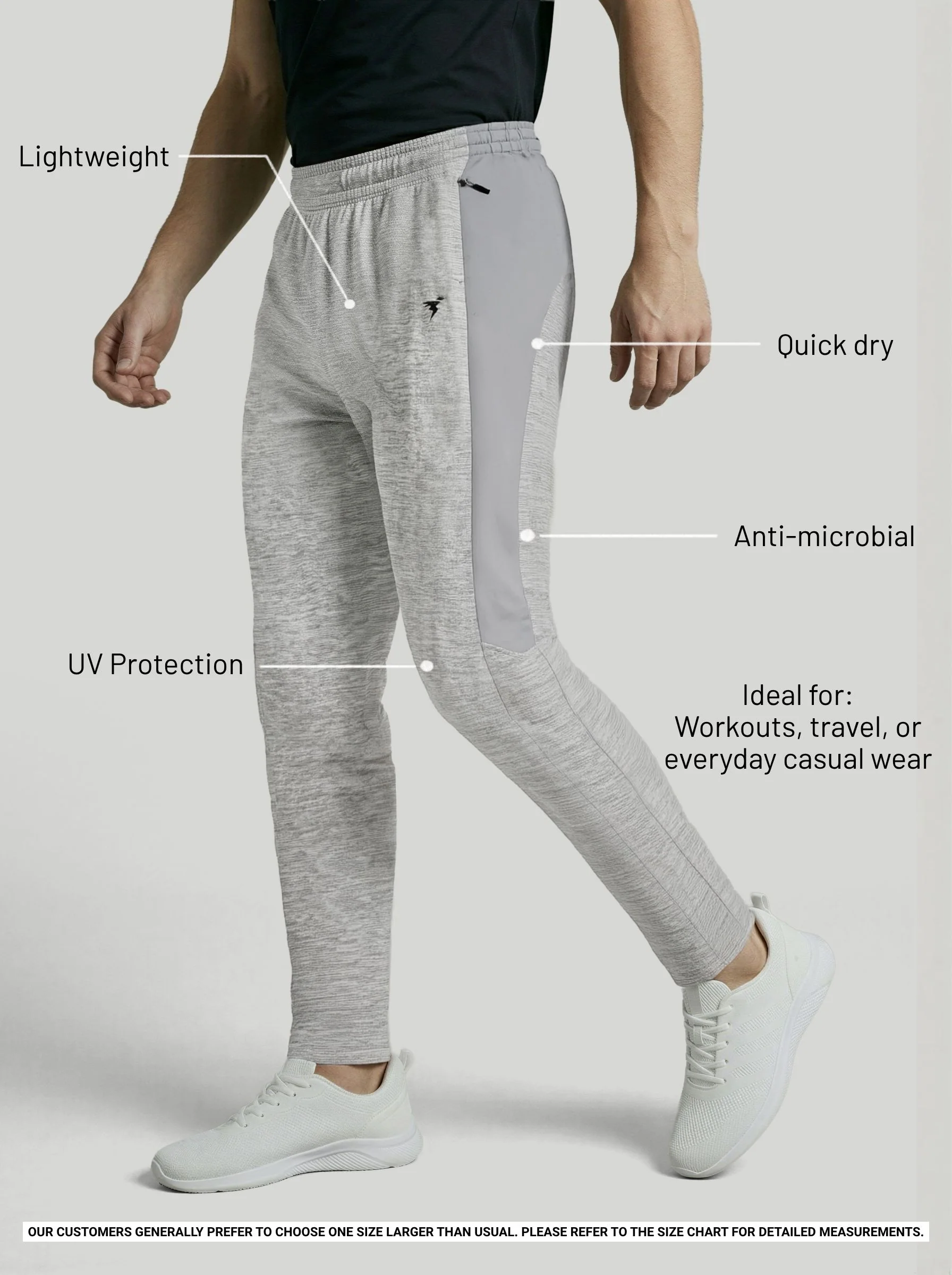 Men Melange Slim Fit Trackpants with TECHNO DRY - Image 4