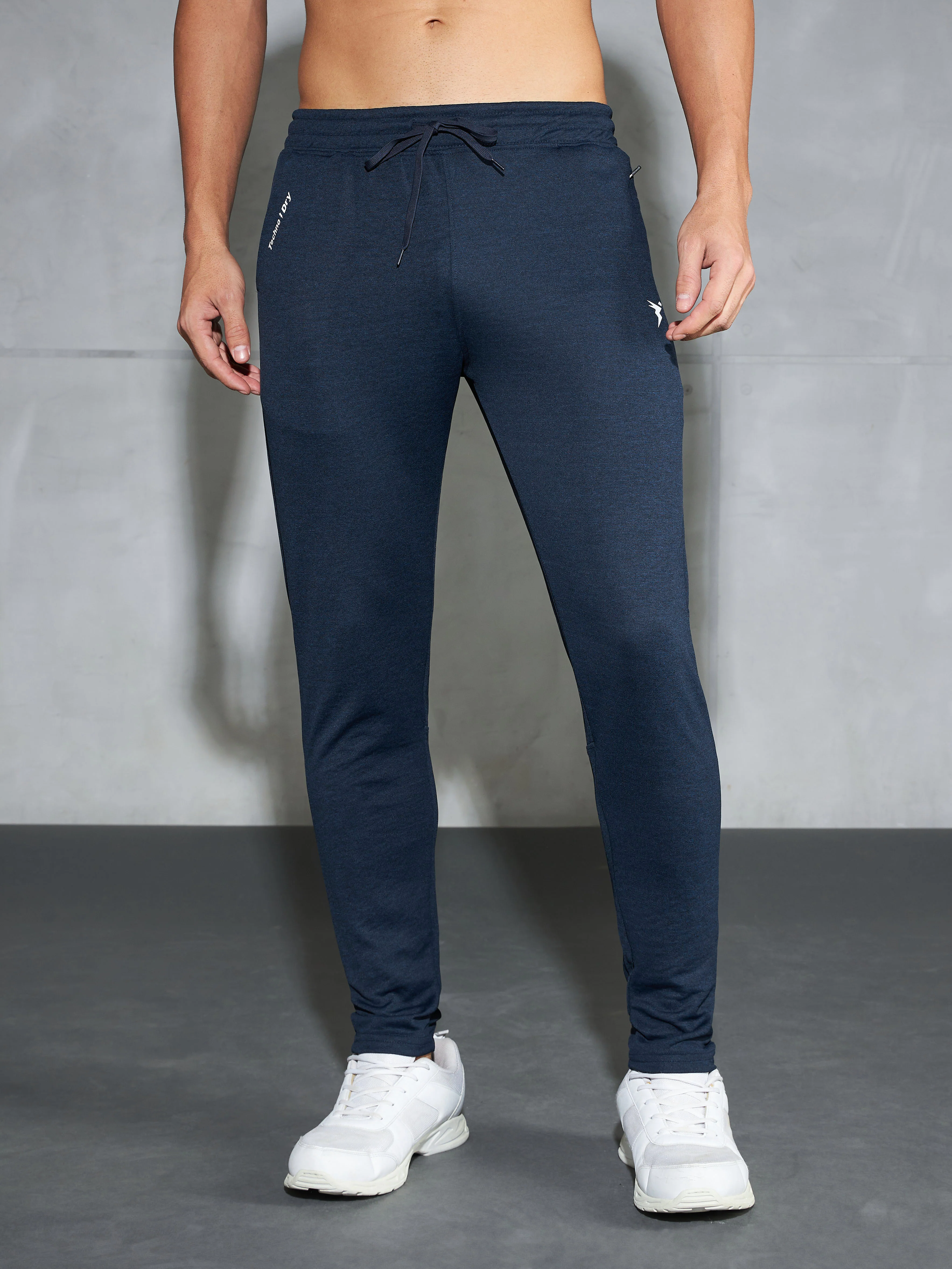 Men Melange Slim Fit Trackpants with TECHNO DRY
