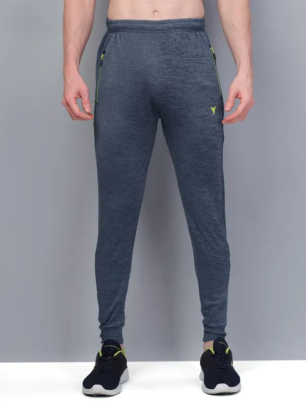 Men Melange Slim Fit Trackpants with TECHNO GUARD - Image 2