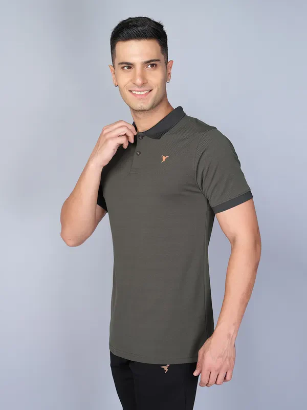 Men Solid Slim Fit Polo T-shirt with ELASTO PLUS - Image 2