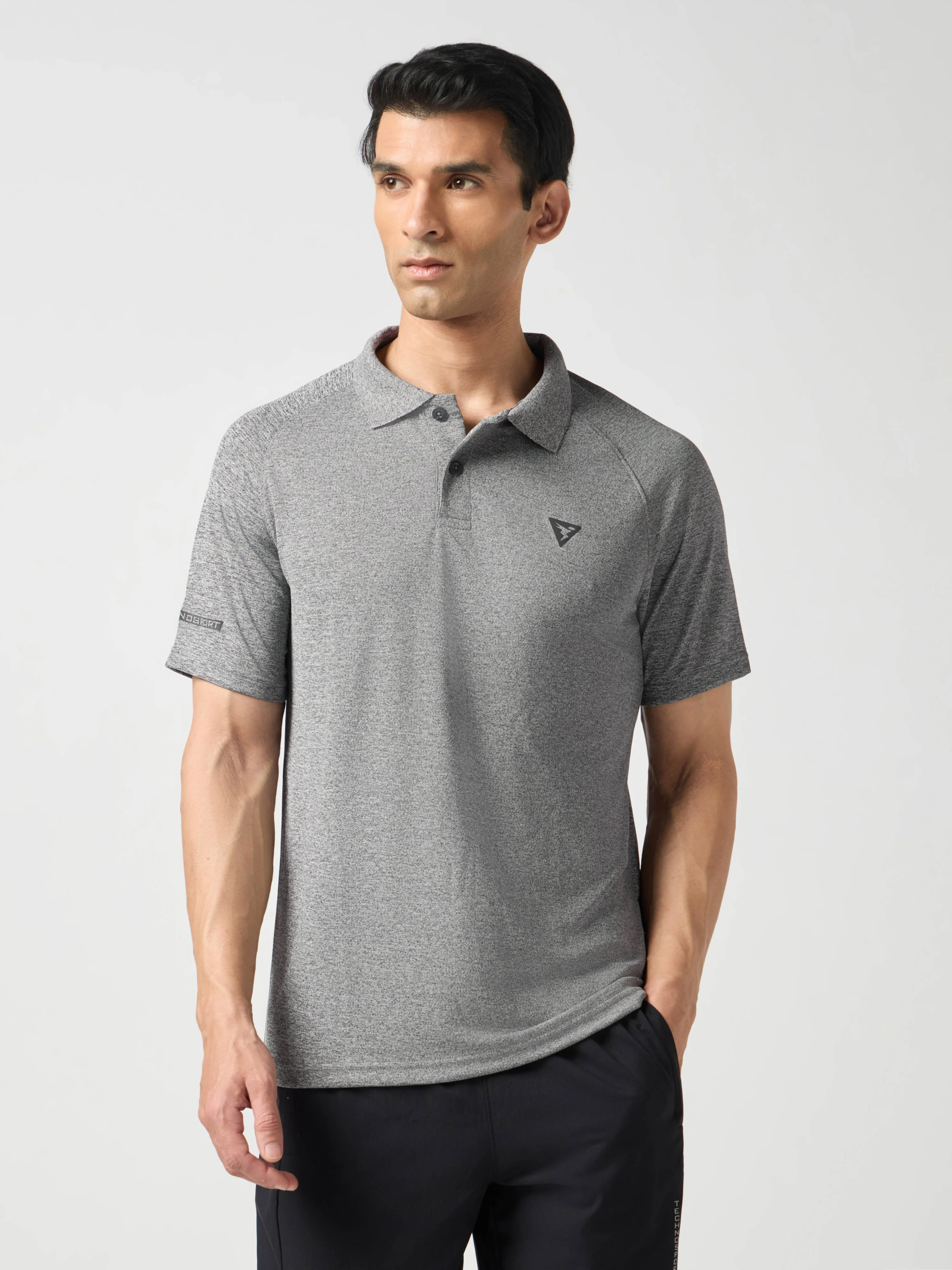 Men Melange Slim Fit Polo T-shirt with DOUBLE COOL