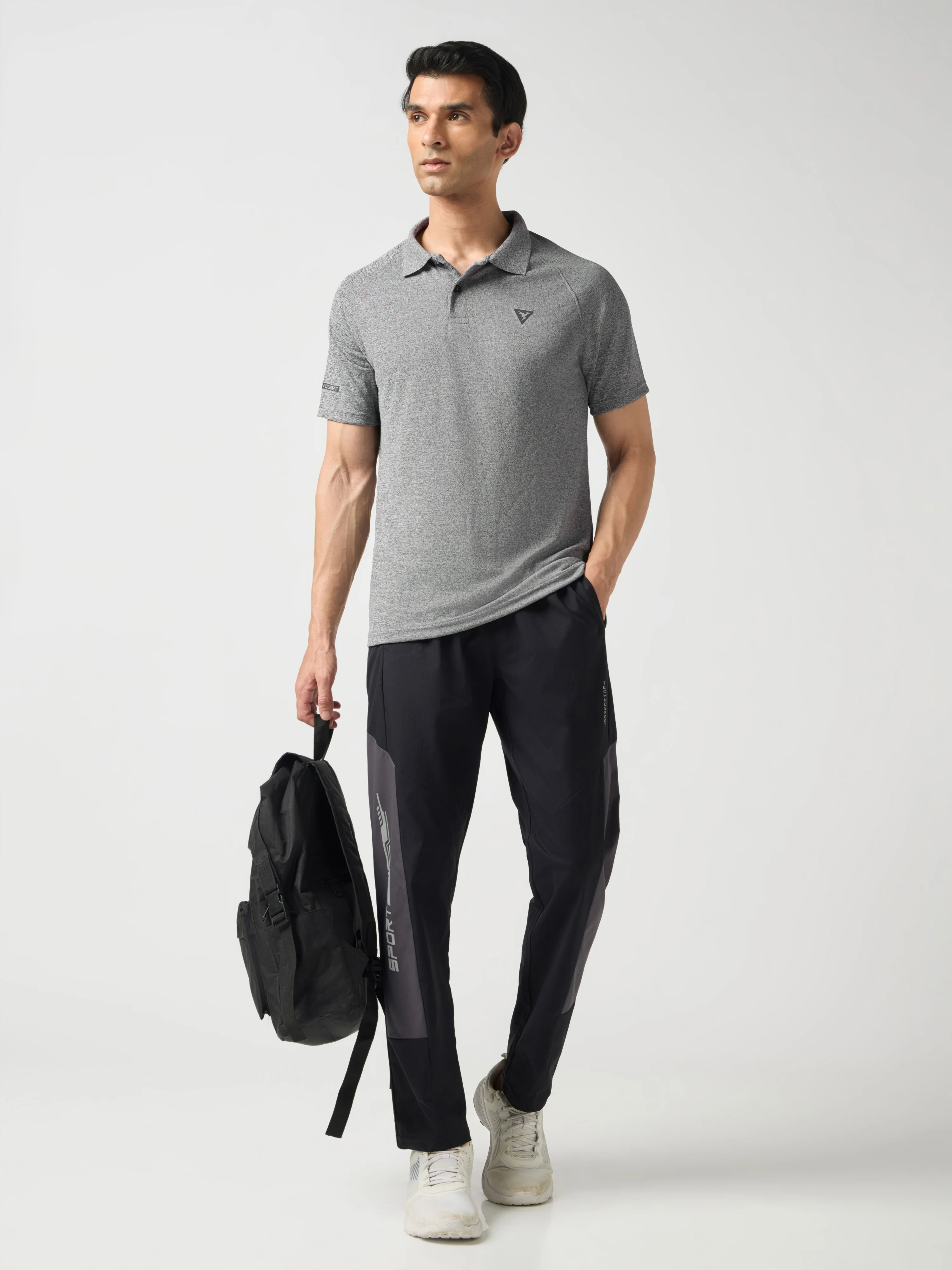 Men Melange Slim Fit Polo T-shirt with DOUBLE COOL - Image 4