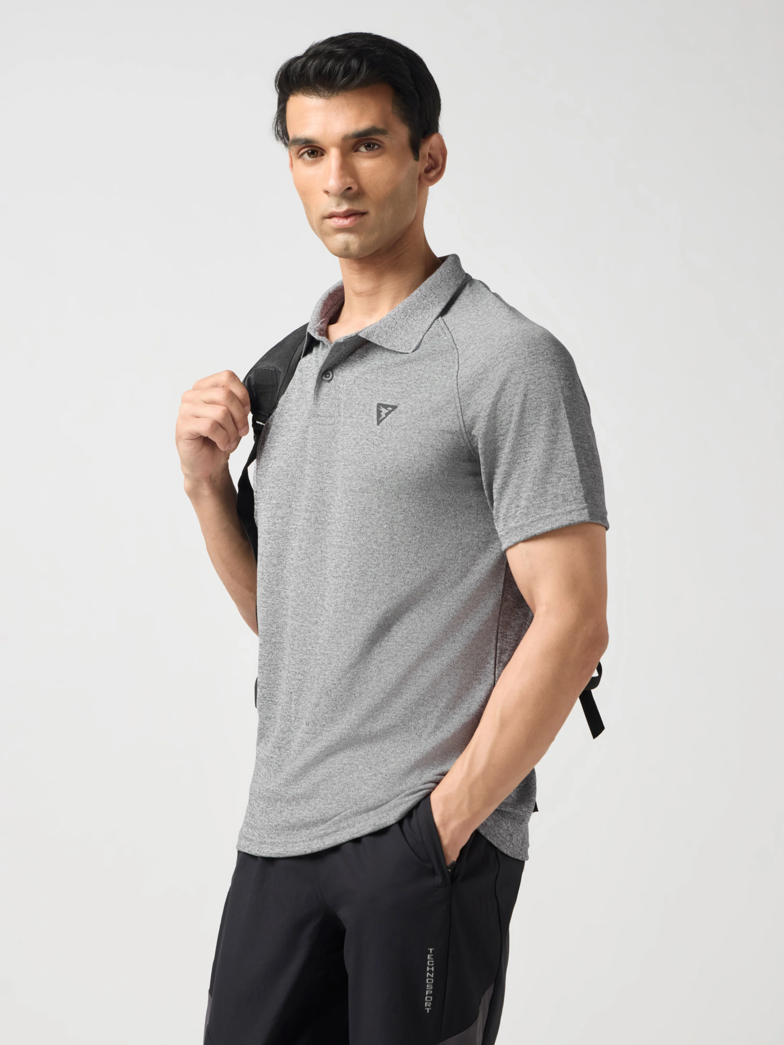 Men Melange Slim Fit Polo T-shirt with DOUBLE COOL - Image 5