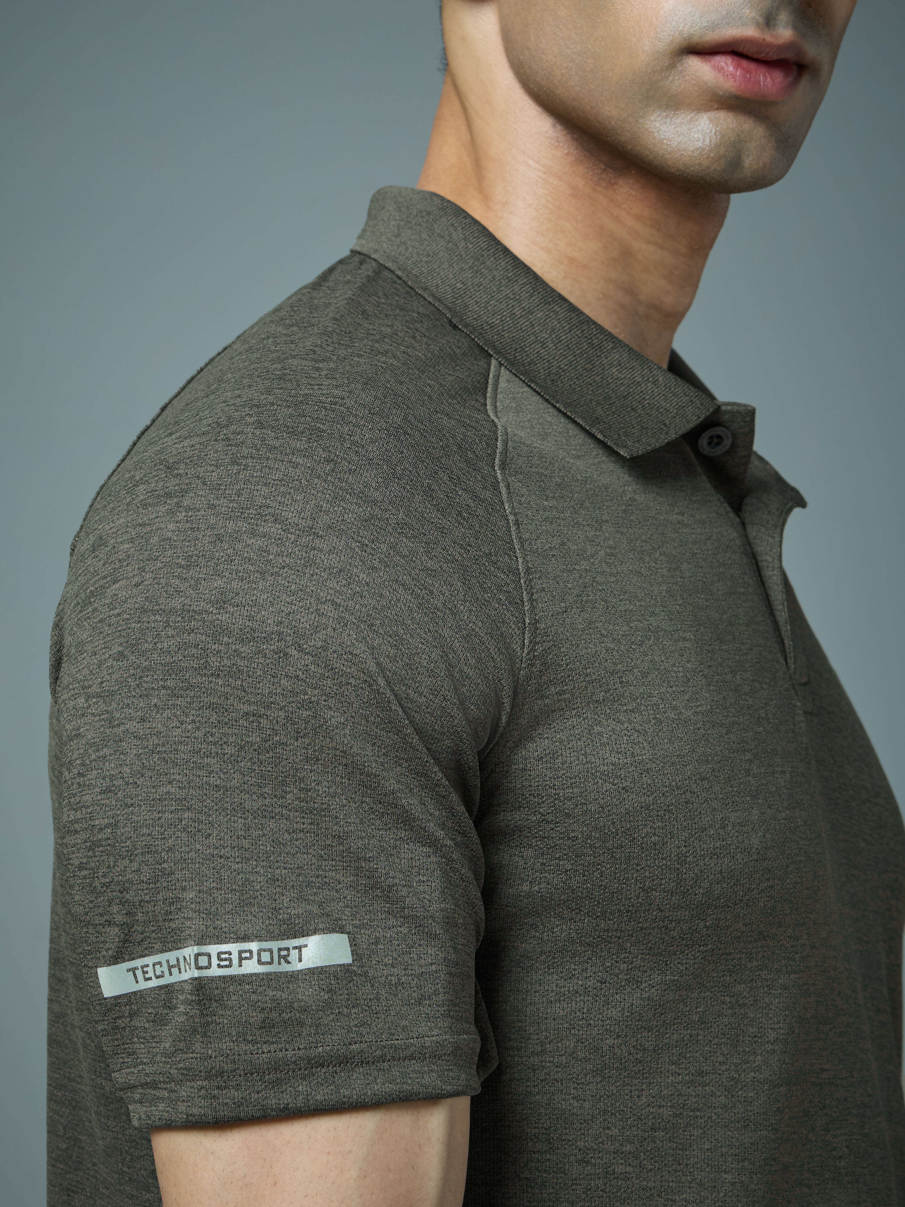 Men Melange Slim Fit Polo T-shirt with DOUBLE COOL - Image 7