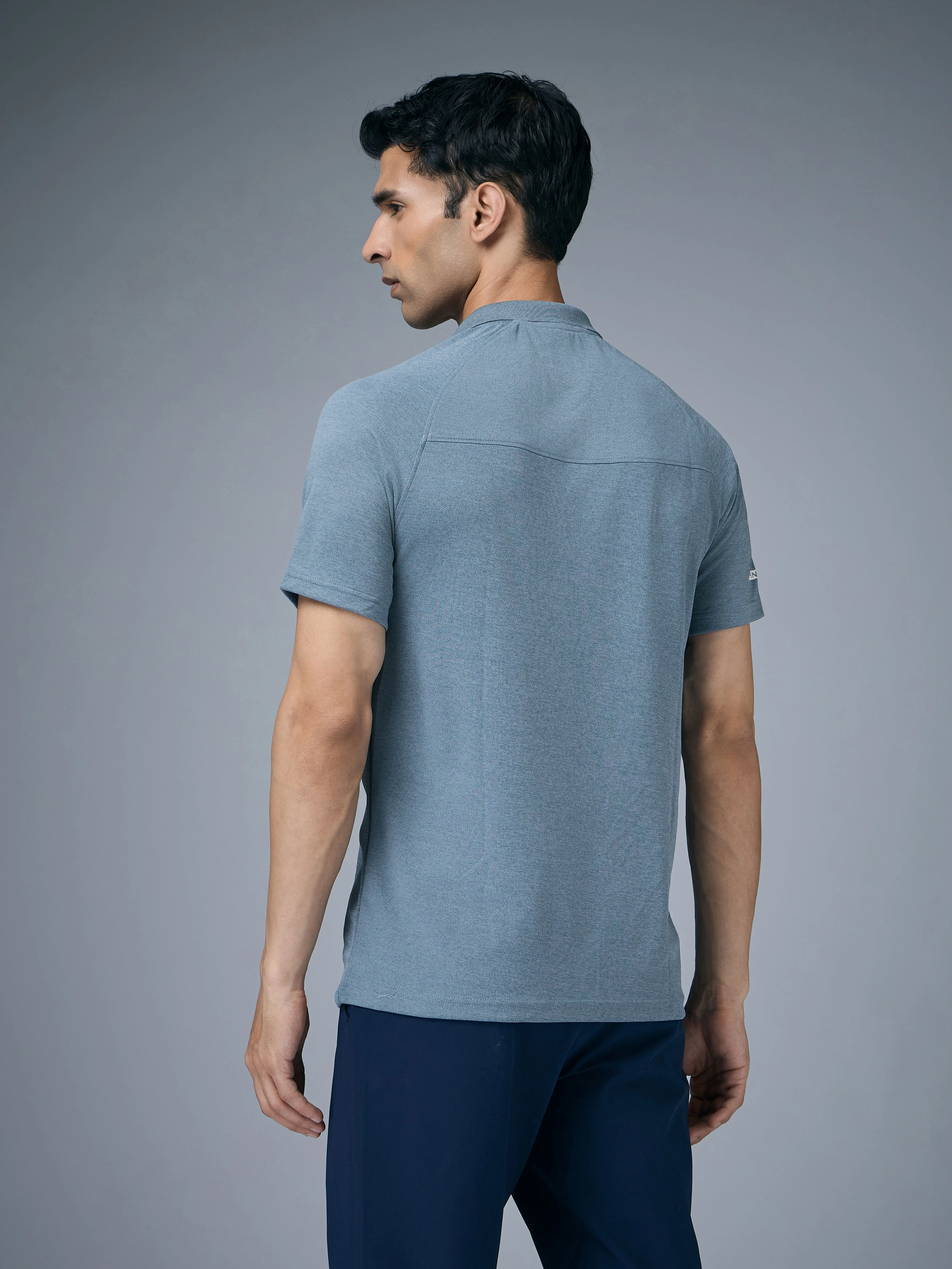 Men Melange Slim Fit Polo T-shirt with DOUBLE COOL - Image 3