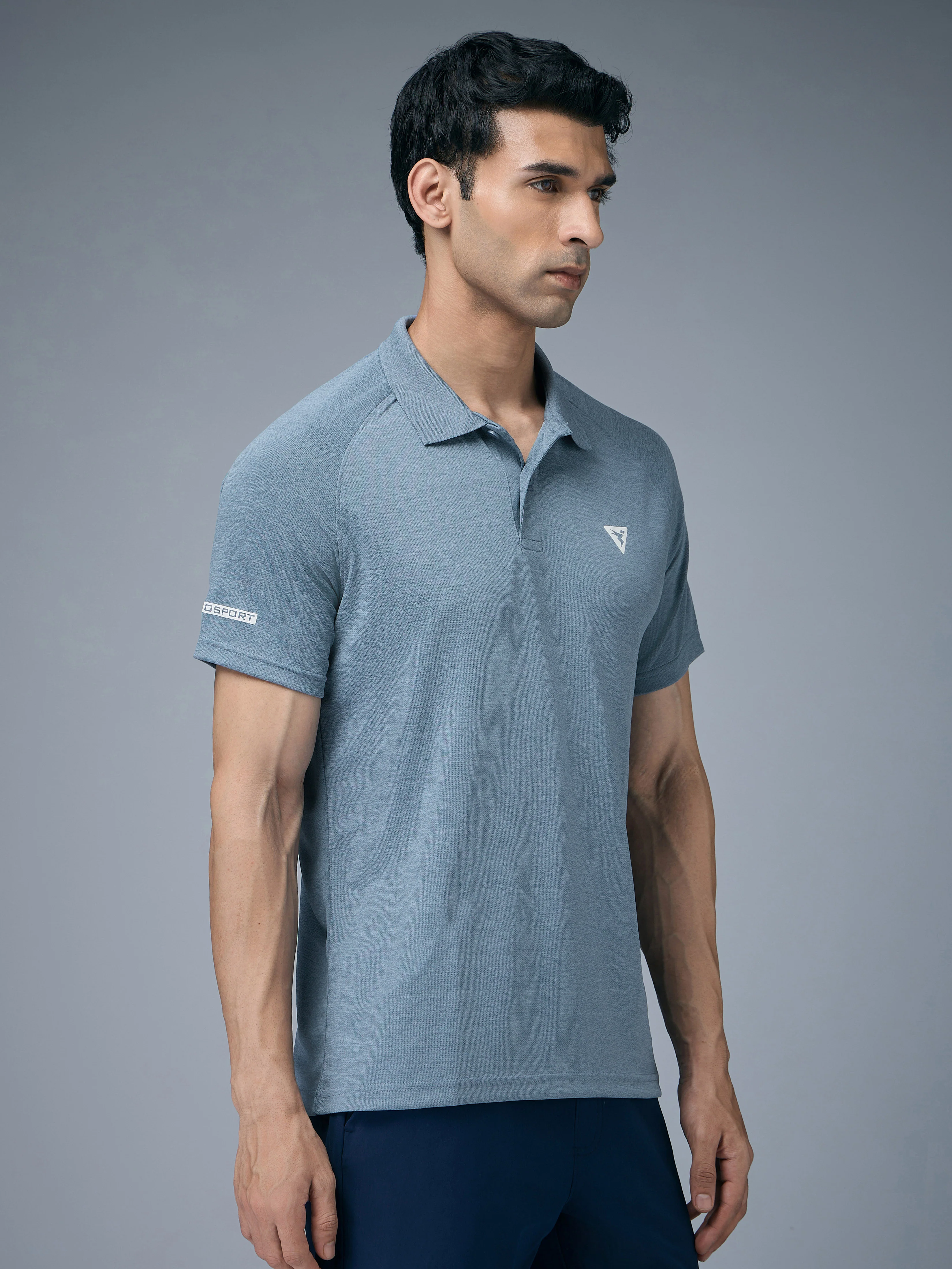 Men Melange Slim Fit Polo T-shirt with DOUBLE COOL - Image 4