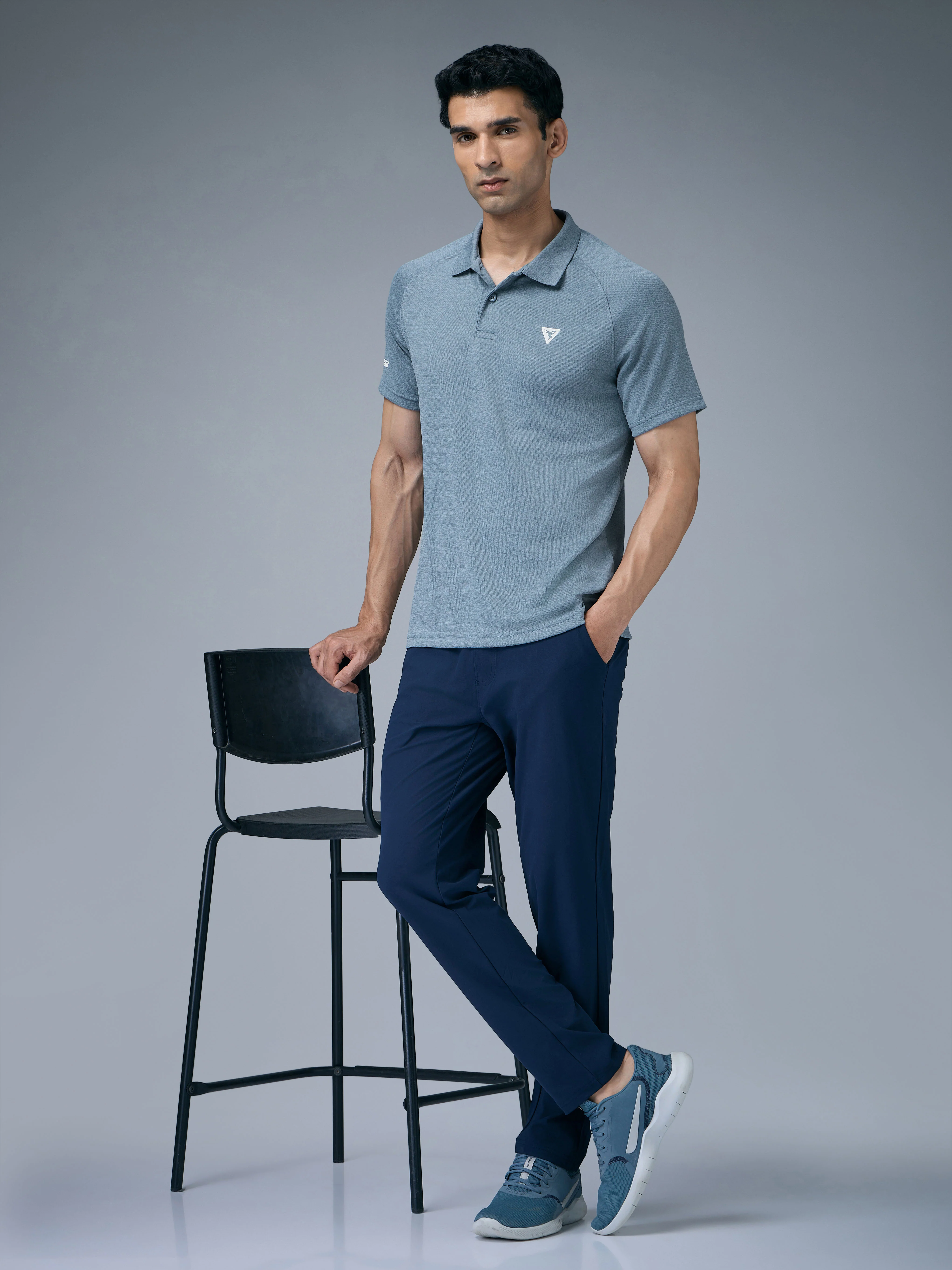 Men Melange Slim Fit Polo T-shirt with DOUBLE COOL - Image 6