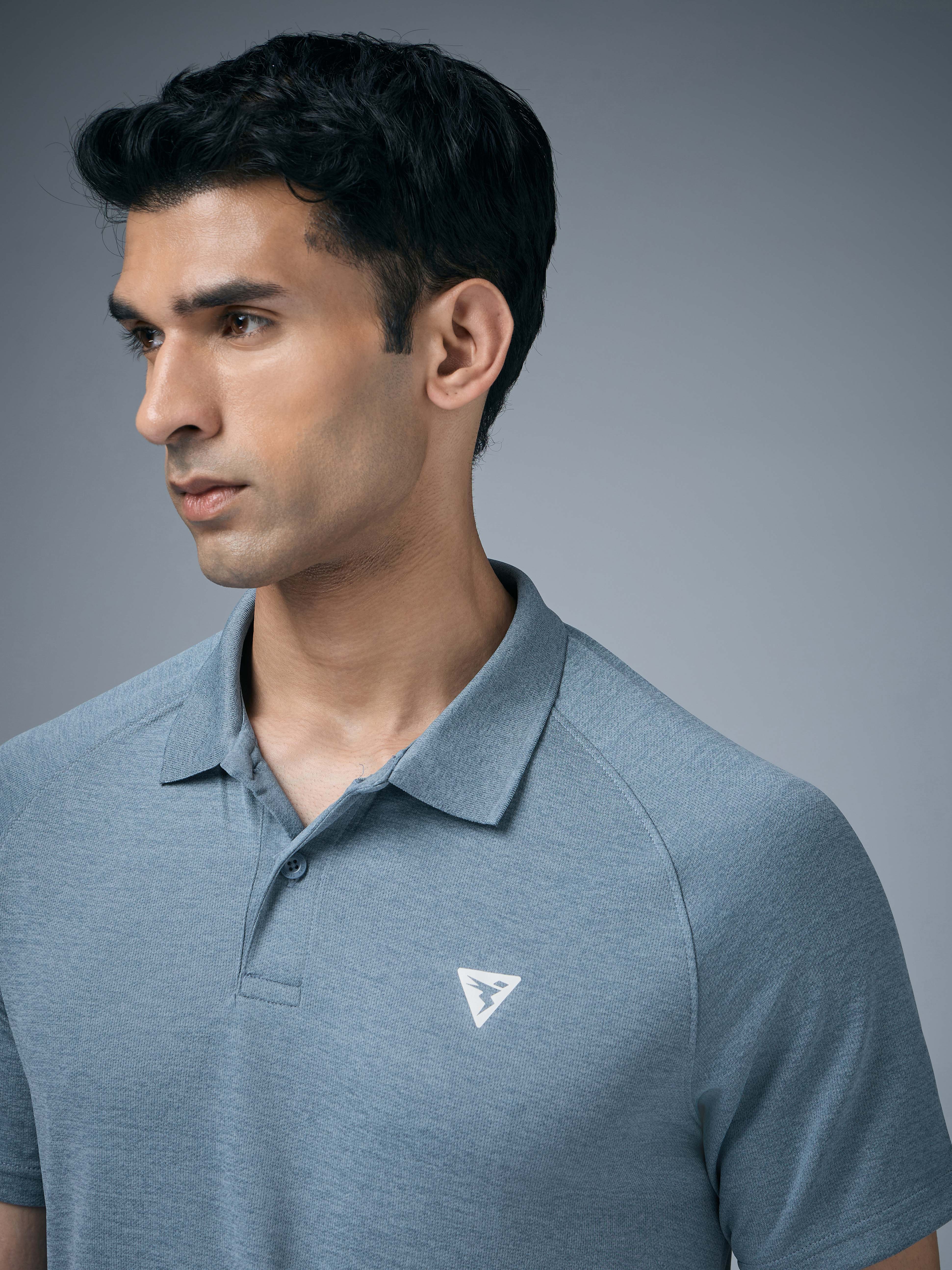 Men Melange Slim Fit Polo T-shirt with DOUBLE COOL - Image 7