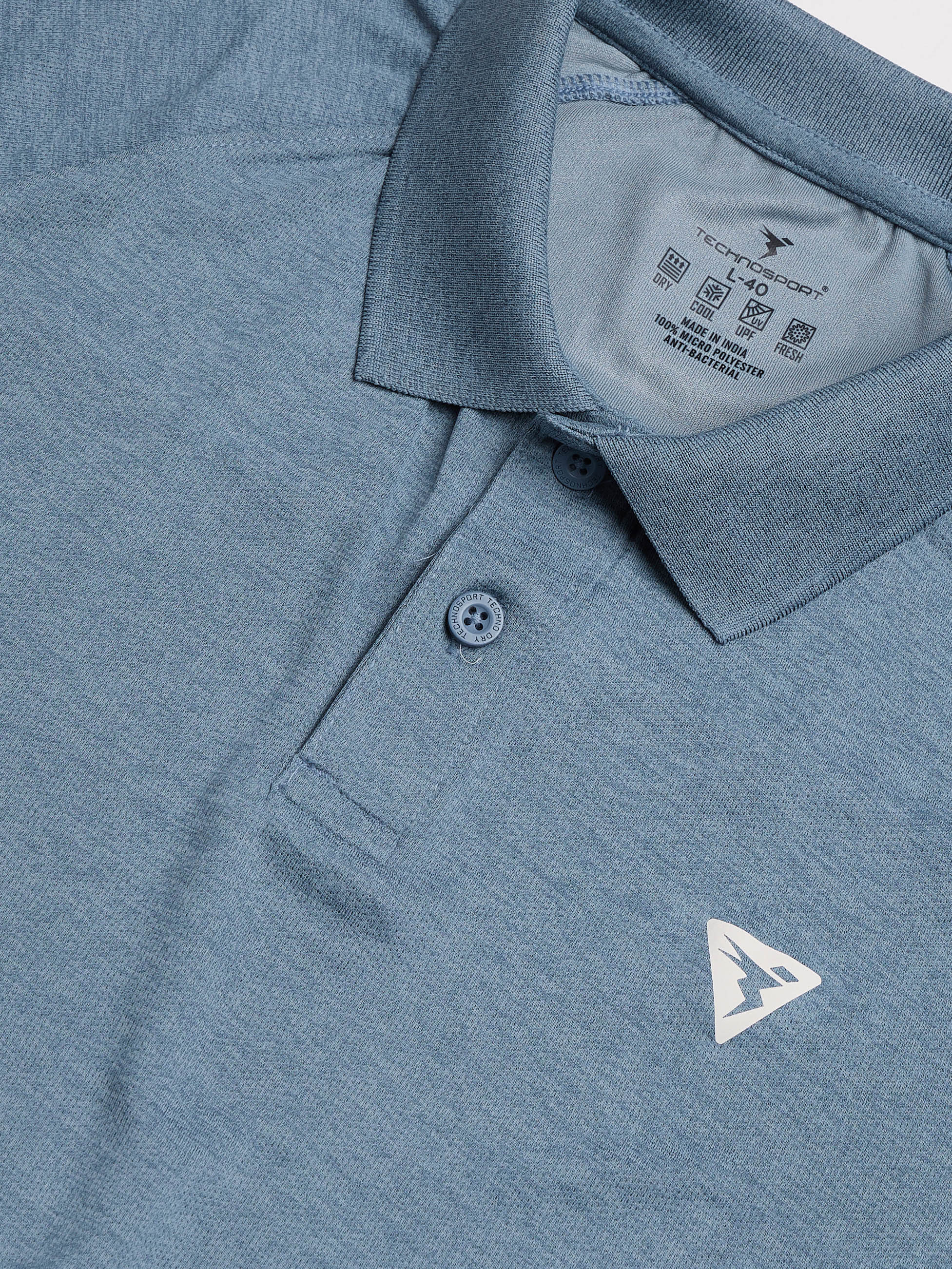 Men Melange Slim Fit Polo T-shirt with DOUBLE COOL - Image 8