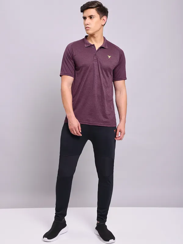 Men Melange Slim Fit Polo T-shirt with DOUBLE COOL - Image 2