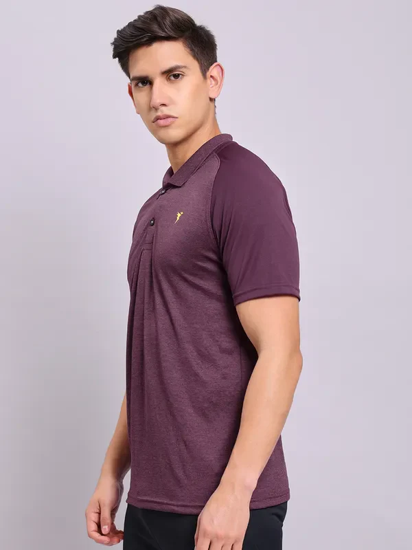 Men Melange Slim Fit Polo T-shirt with DOUBLE COOL - Image 3