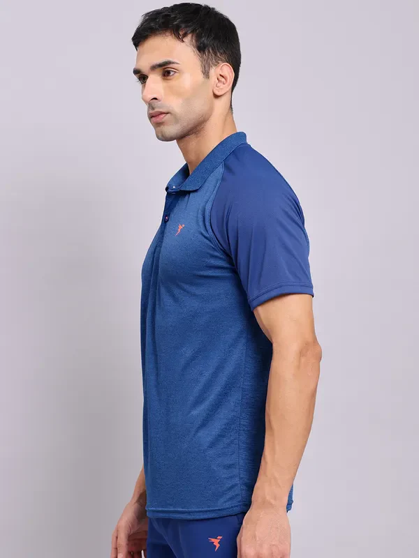 Men Melange Slim Fit Polo T-shirt with DOUBLE COOL - Image 3