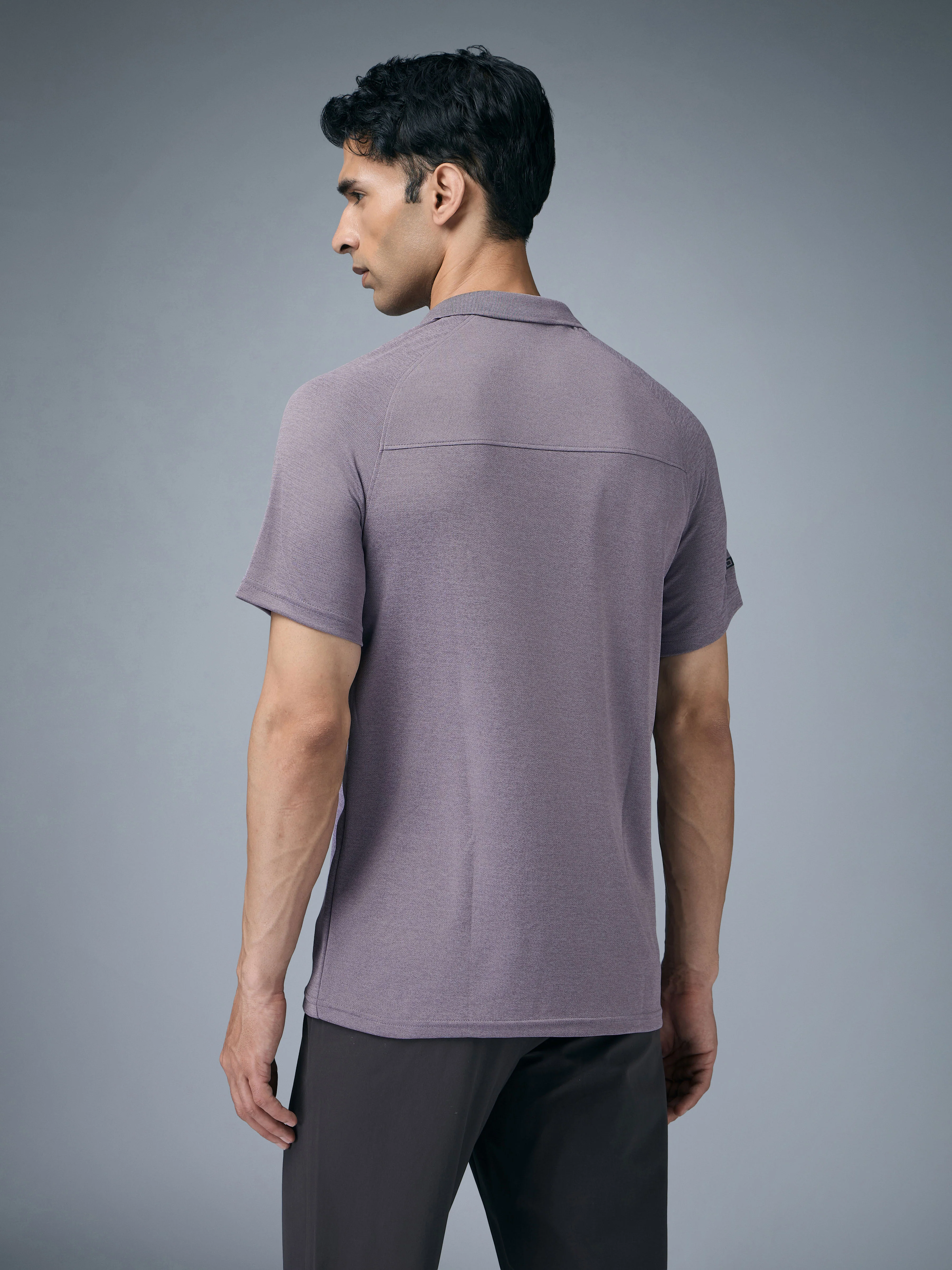 Men Melange Slim Fit Polo T-shirt with DOUBLE COOL - Image 3